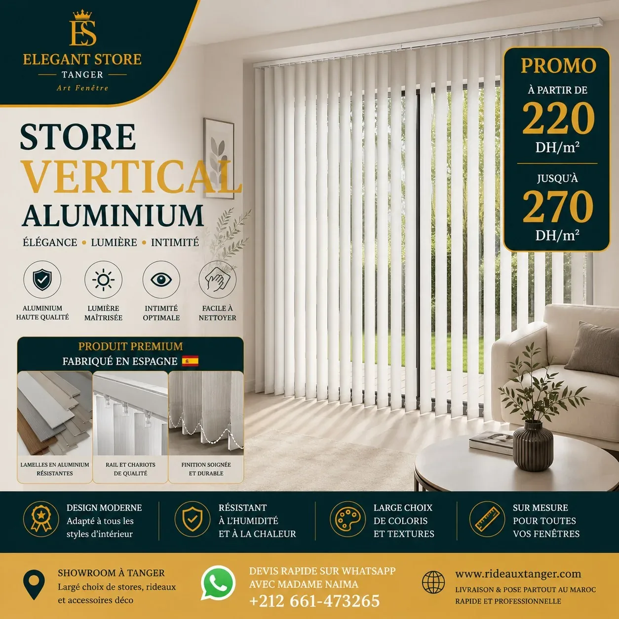 Déstockage store vertical aluminium Elegant Store